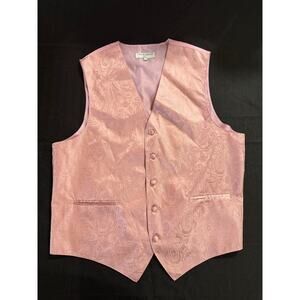 Vesuvio Napoli in Italy Suiting Vest Pink Men's Large 5-Button Cinch Waist